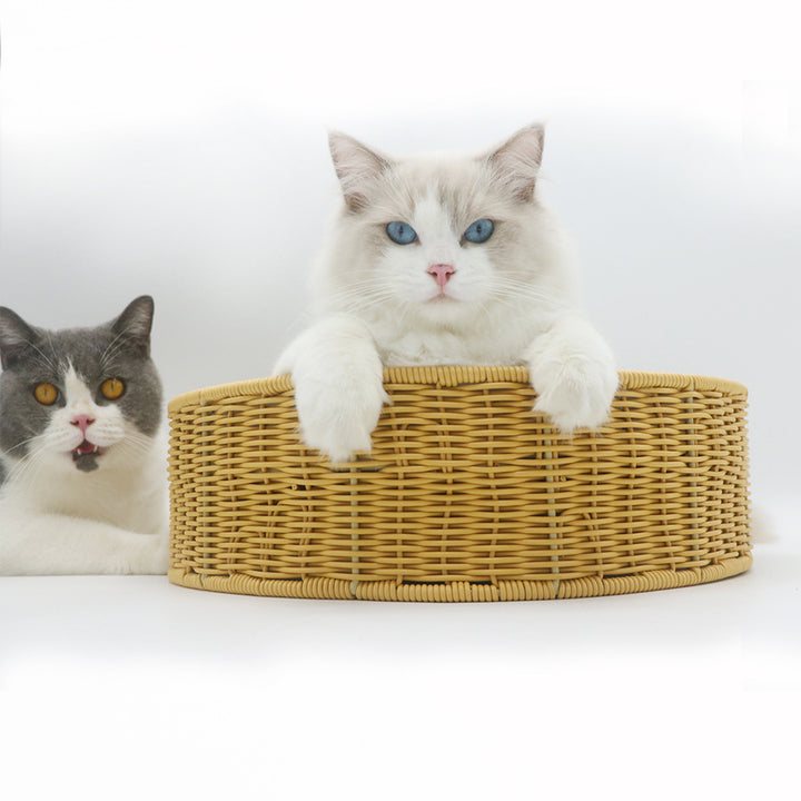 Gemütlicher Katzenkorb aus geflochtenem Material Karnz