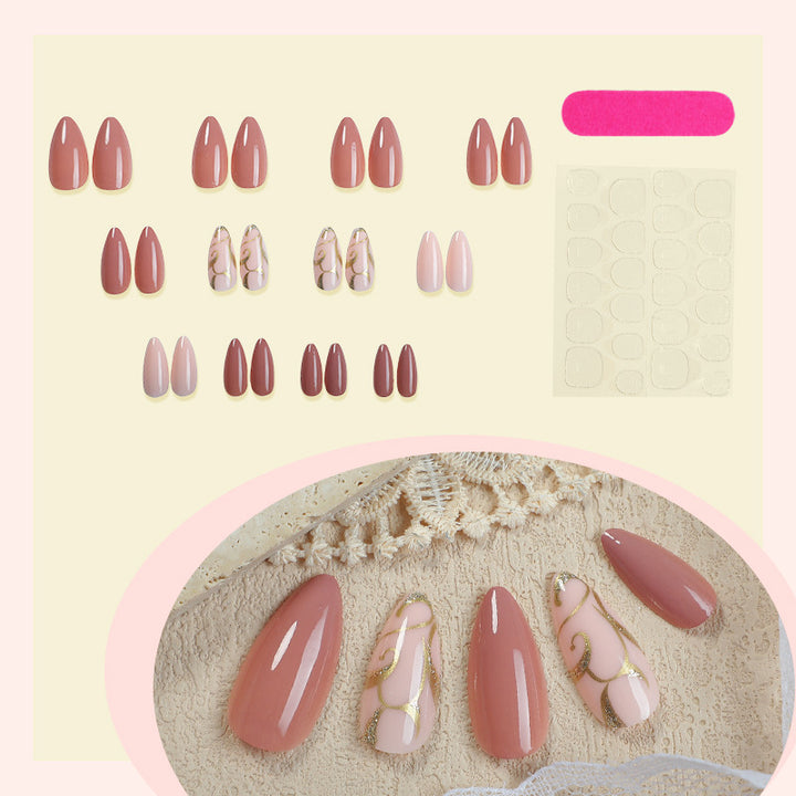 Elegantes Press-On-Nagelkunst-Set mit floralen und glänzenden Akzenten Karnz