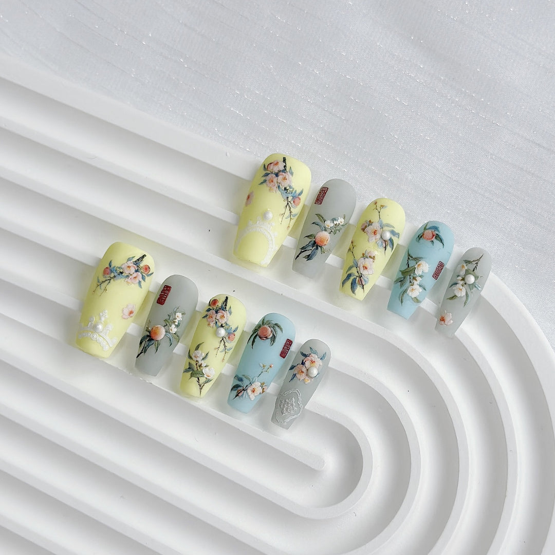 Blumenmuster Press-On Nageldesign Set  1791774492