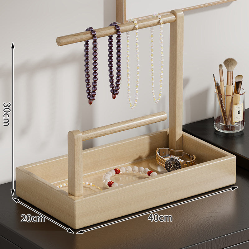 Holz Schmuck Organizer mit zwei Ebenen und Aufhängebügeln