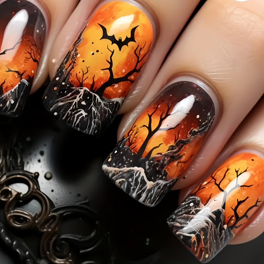 Künstlerisches Halloween-Themen Press-On Nagelset Karnz