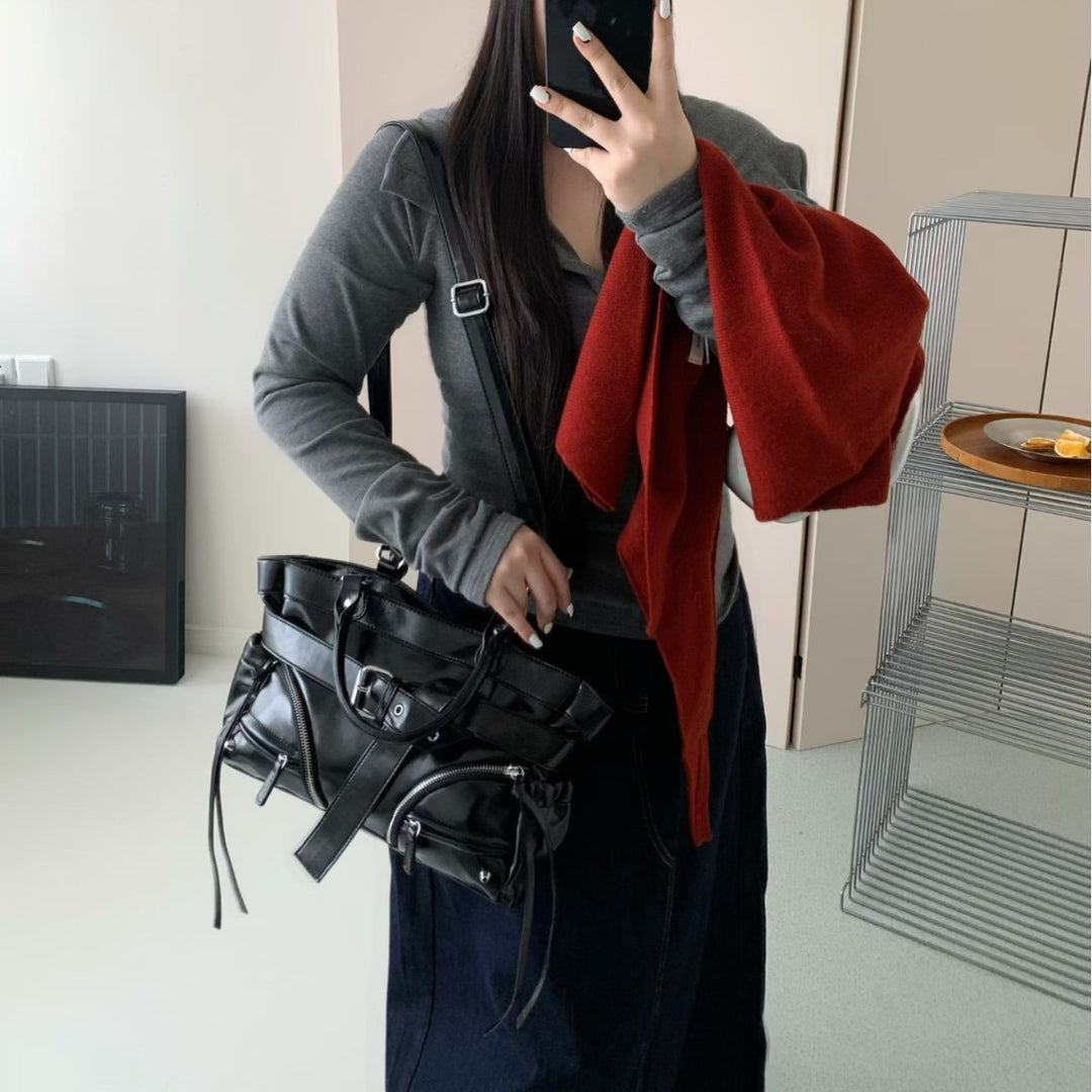 Strukturierte Leder-Handtasche