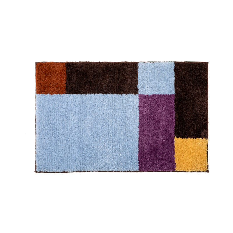 Hochflor-Badematte mit geometrischem Farbblock-Design und rutschfester Unterseite