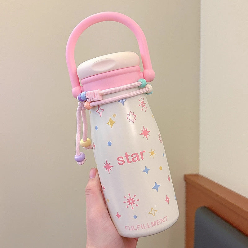 Damen kreative Trinkflasche mit lustigem Design und praktischer Schnur Karnz