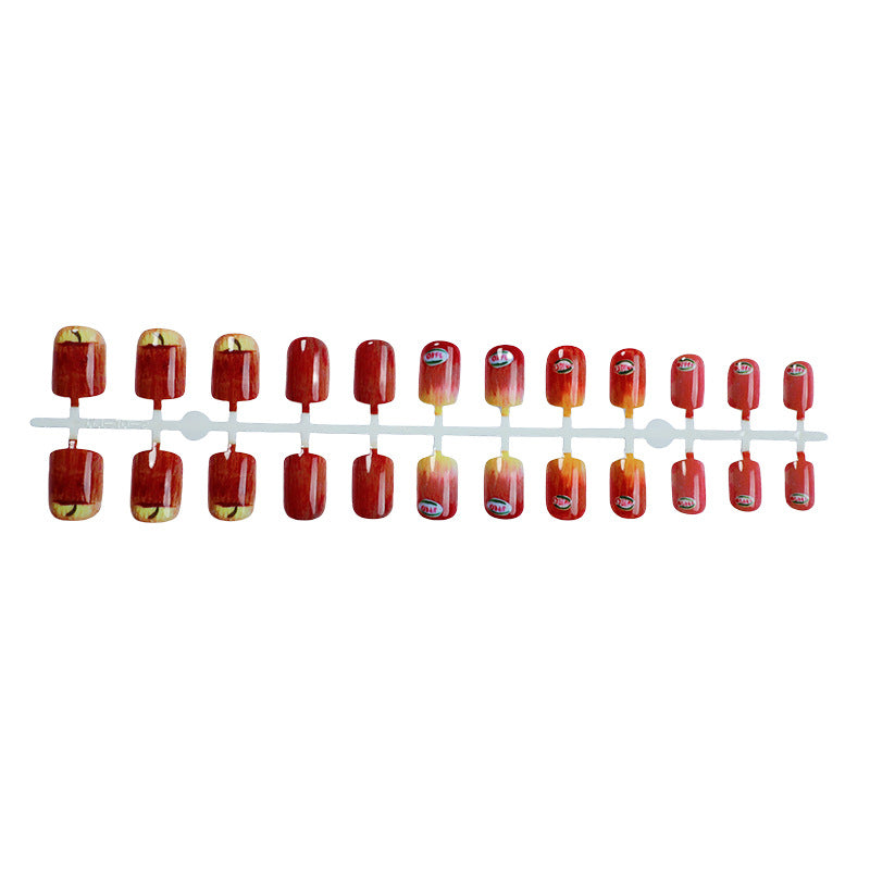 Künstlerisches Press-on-Nail-Set mit einzigartigen Apfel-Designs Karnz