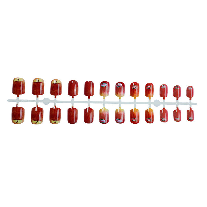 Künstlerisches Press-on-Nail-Set mit einzigartigen Apfel-Designs Karnz