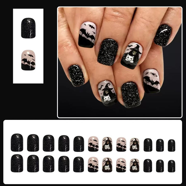 Kunstnagelset mit gruseligem Halloween-Motiv Karnz