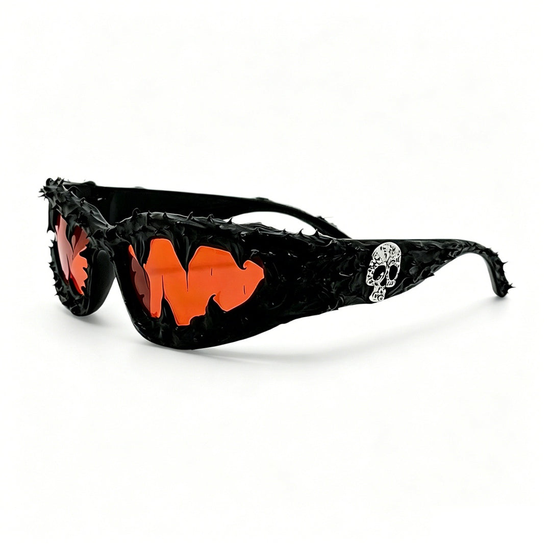 Damen kreative Fashion-Sonnenbrille mit einzigartigen Spikes und skull-Design Karnz