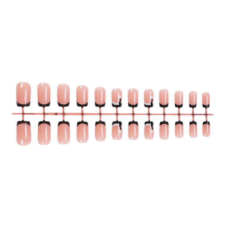 Glänzendes French Tip Press-On Nagelset Karnz
