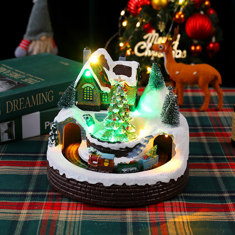 Beleuchtete Weihnachtsdorf-Dekoration mit beweglichen Figuren Karnz