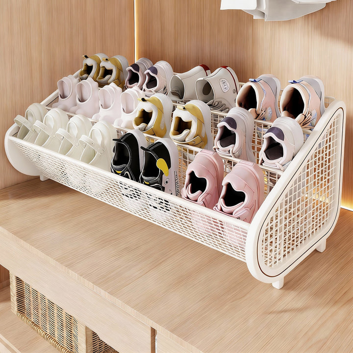 Kompakte geneigte Tri-Level-Mesh-Schlappen- und kleine Schuh-Organizer-Binne