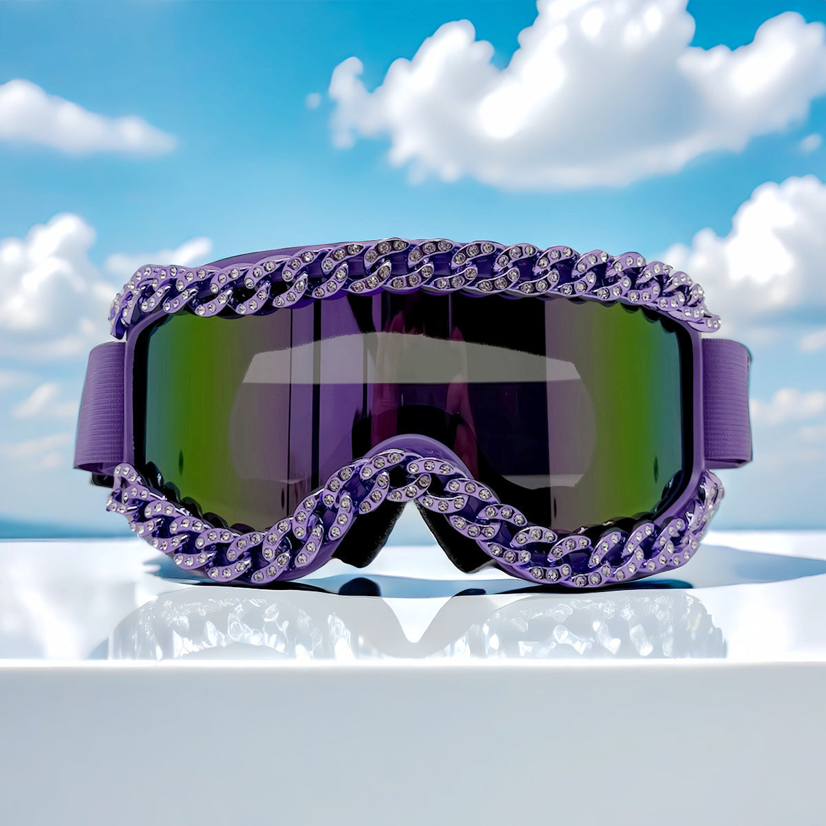 Damen Skibrille mit glamourösem Strassrahmen Karnz