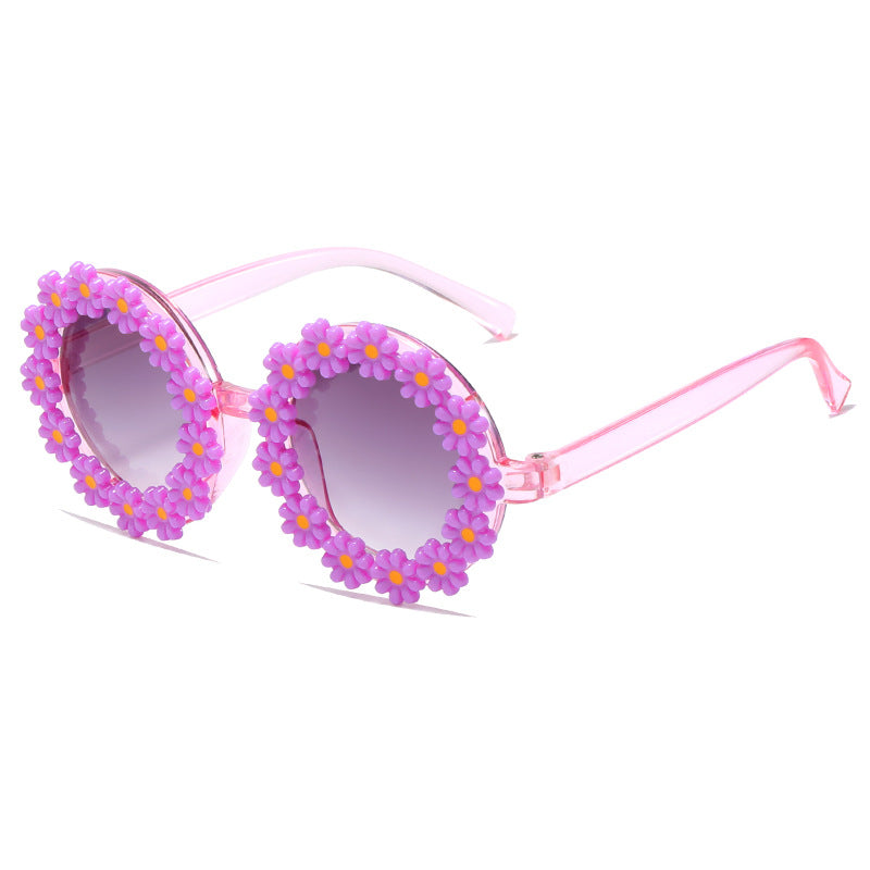 Damen stylische Sonnenbrille mit floralen Applikationen Karnz