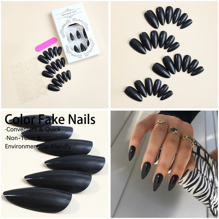 Kunstnagelset mit eleganten Stiletto-Spitzen und mattem Finish Karnz