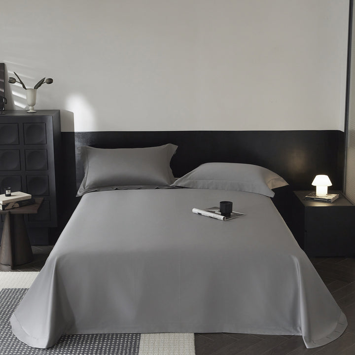 Hotel-Stil Langstapel-Baumwoll-Percale Bettlaken-Set mit tiefem Spannbettlaken und Oxford-Kissenbezügen