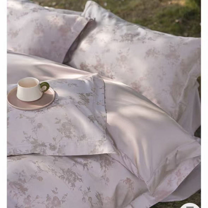 Wendbare Baumwollsatin Botanische Bettbezugset mit Kissenbezügen und verdecktem Verschluss