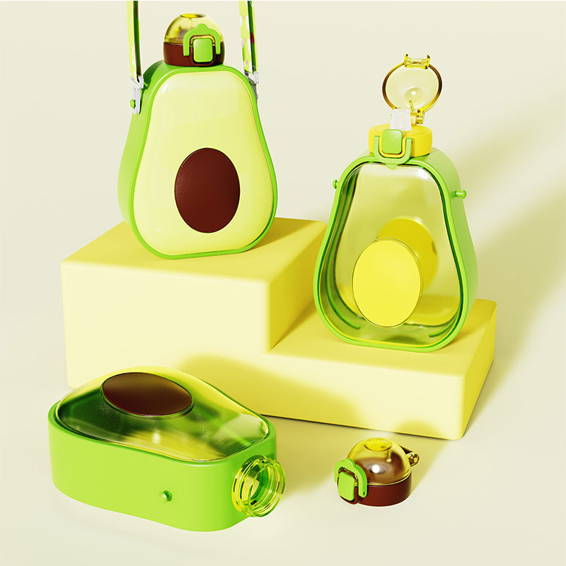 Damen Avocado Trinkflasche mit auslaufsicherem Verschluss und integriertem Tragegurt Karnz