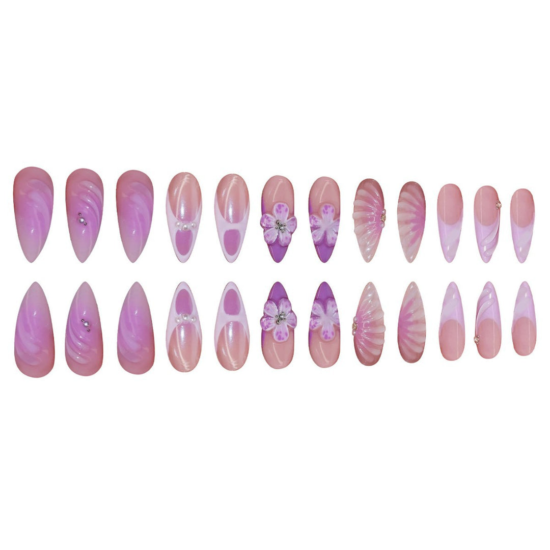 3D Dekorative Florale Press-On Nagelverlängerungen Karnz