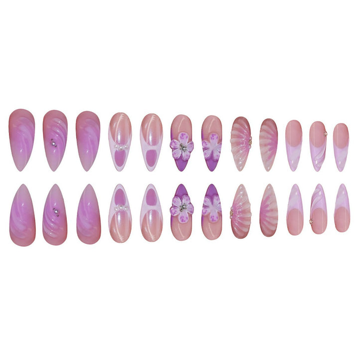 3D Dekorative Florale Press-On Nagelverlängerungen Karnz