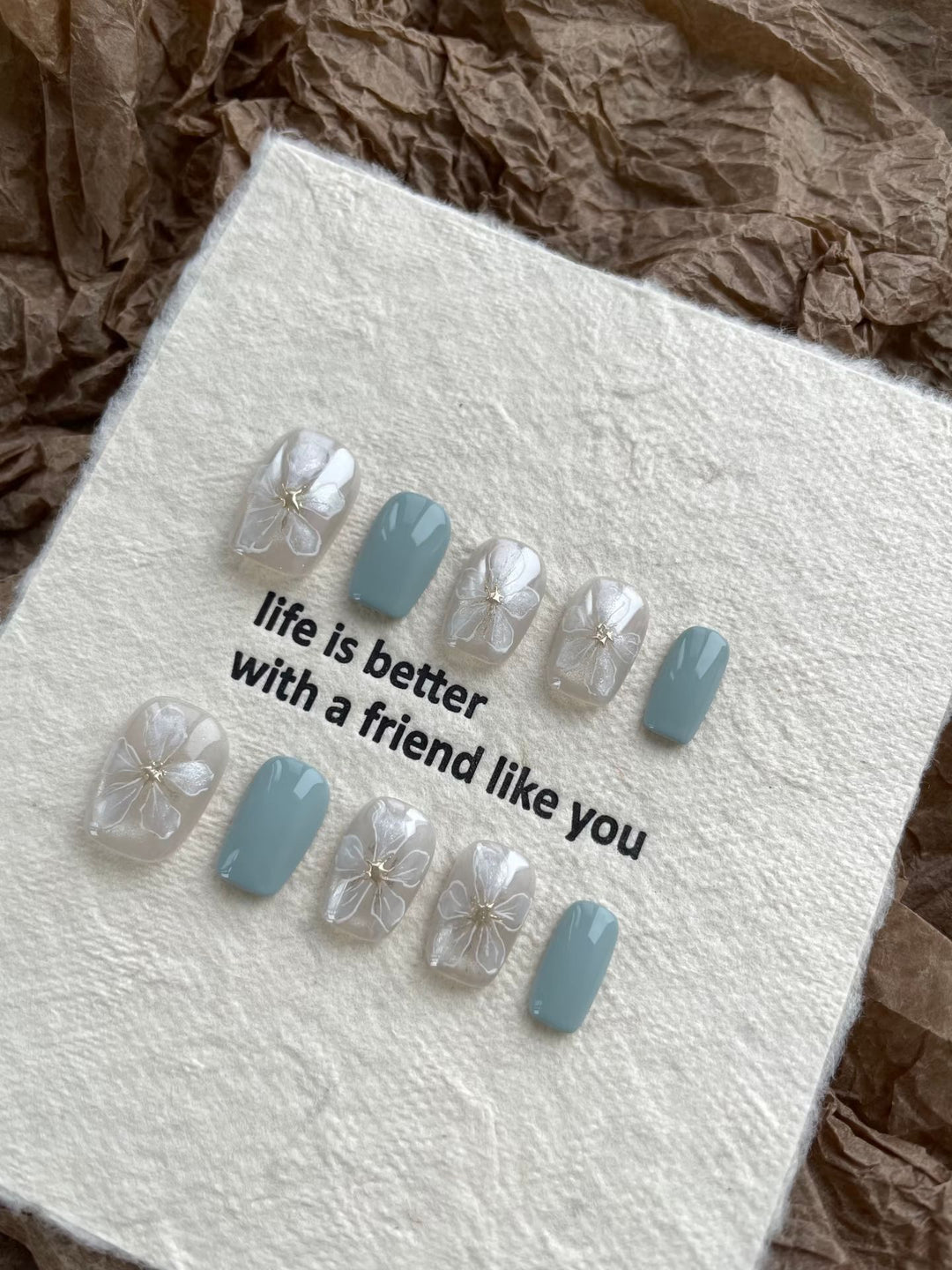 Floral Press-On Nagelset