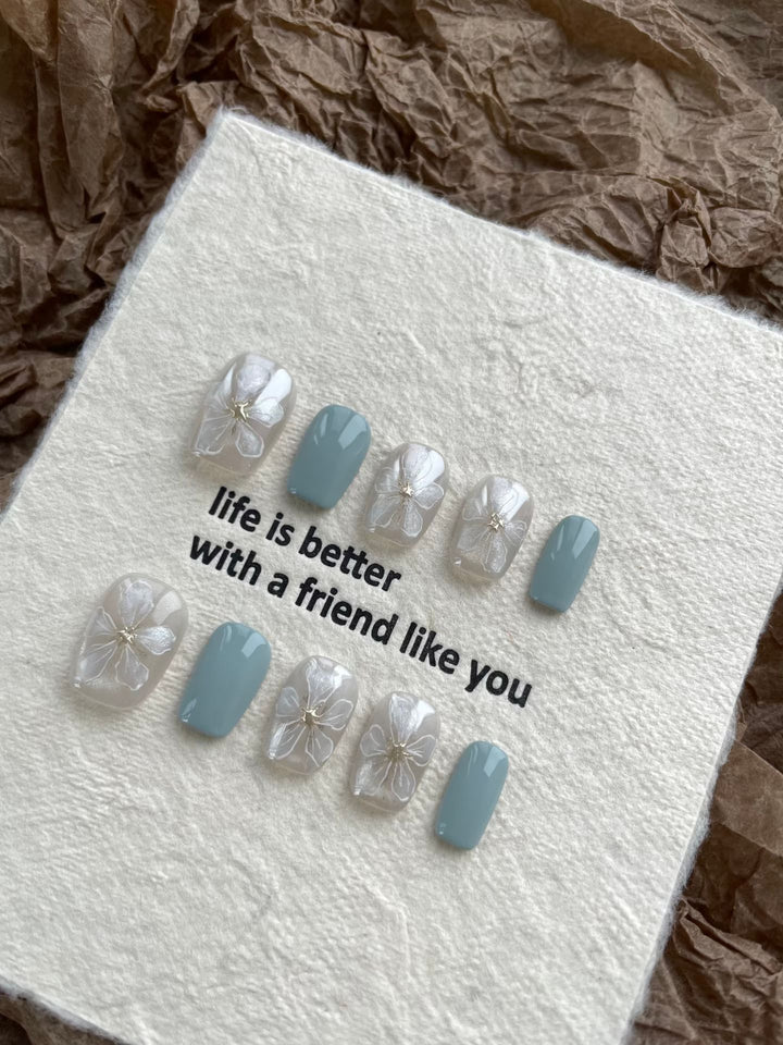 Floral Press-On Nagelset