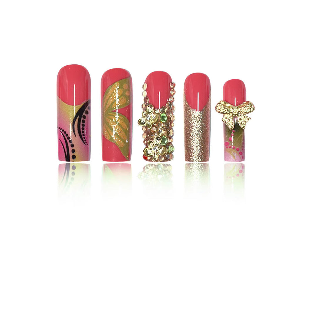 Künstlerisches florales Press-On-Nagelset Karnz