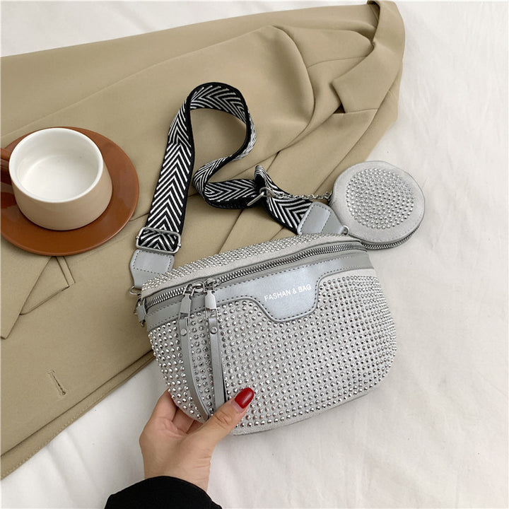 Stylische mit Strass verzierte Mini-Crossbody-Tasche Karnz