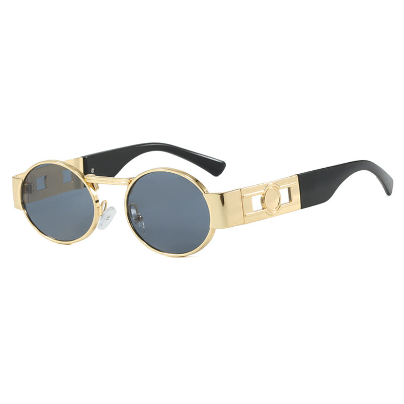 Damen runde Sonnenbrille mit modischem Metallrahmen und UV-Schutz Karnz