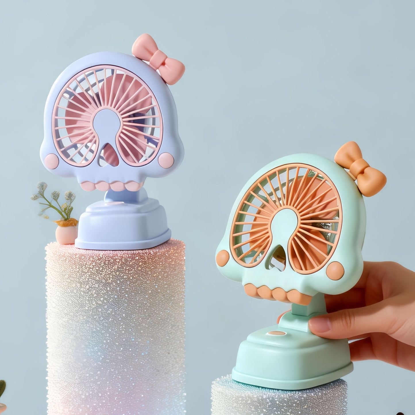 Damen Tragbarer Handventilator im einzigartigen Schädel-Design Karnz