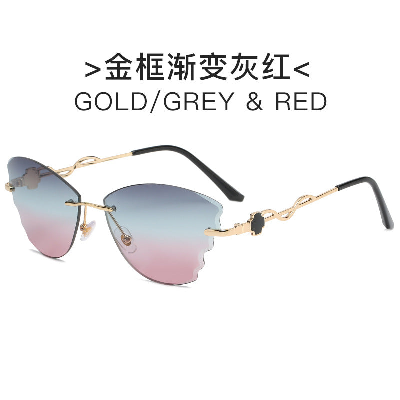 Damen extravagante Cat-Eye Sonnenbrille mit goldenen Akzenten Karnz