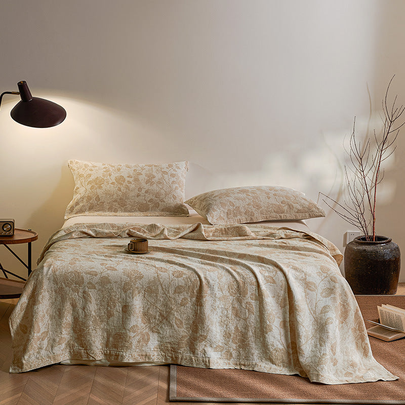 Umkehrbare Baumwoll-Leinen Florale Tagesdecke Set
