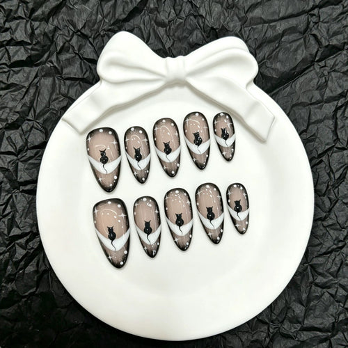 Künstlerisches katzenjammer Themen Presse auf Nail Art Set  1791773919