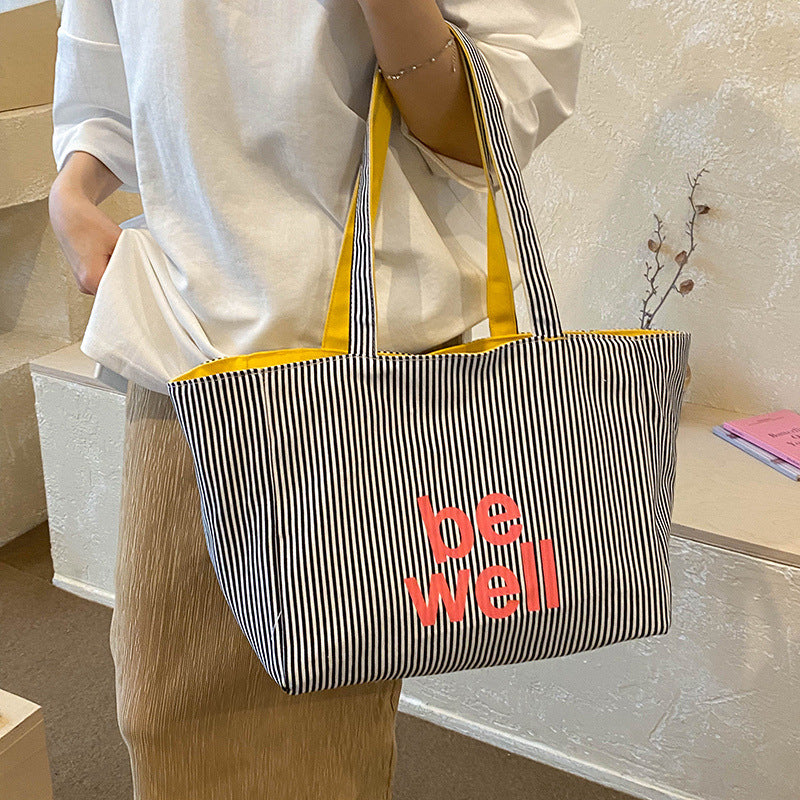 Gestreifter Canvas-Shopper