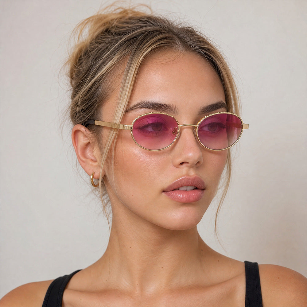 Sleek Oval Frame Sonnenbrille Karnz