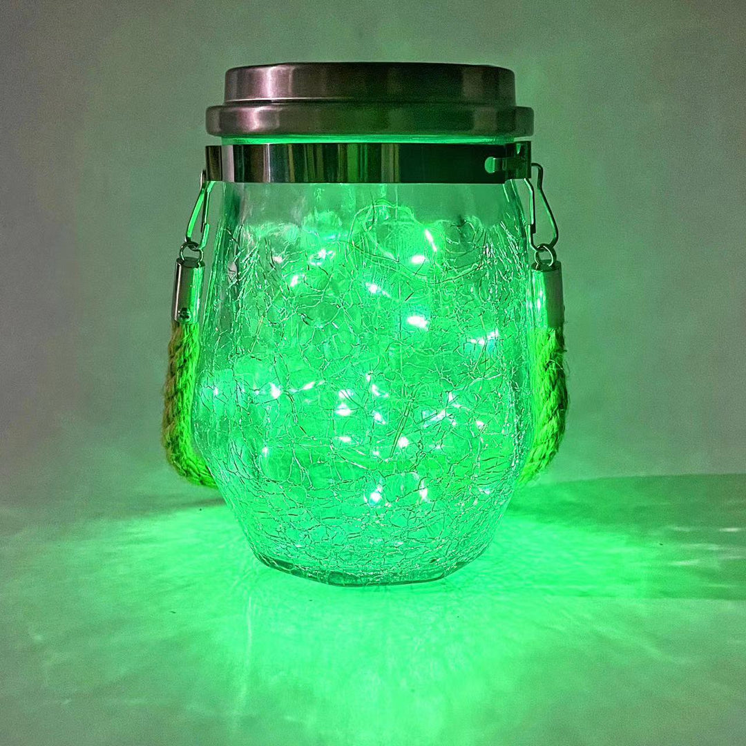 Zeitgenössische kreative Crackle-Glasflasche Stern-Dekor LED Solar-Lichterkette für den Außenbereich Patio | Karnz