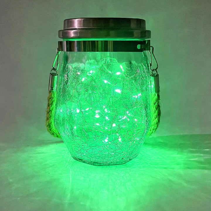 Zeitgenössische kreative Crackle-Glasflasche Stern-Dekor LED Solar-Lichterkette für den Außenbereich Patio | Karnz