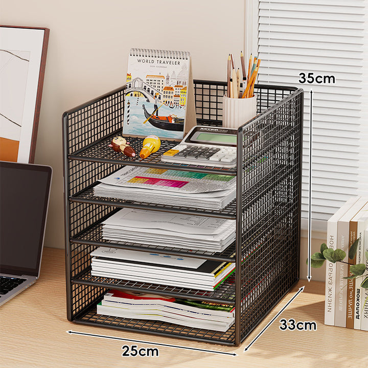 Belüfteter Mesh-Dreifach-Desktop-Dokumenten- und Zeitschriftenorganisator-Rack