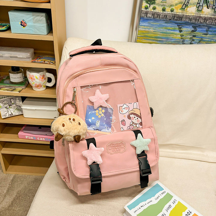 Trendiger transparenter Rucksack mit Fronttasche