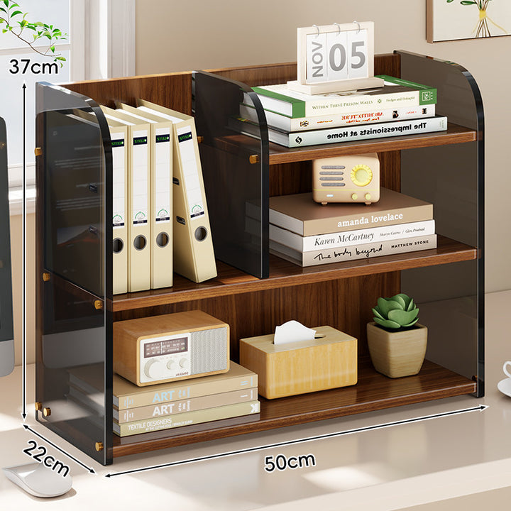 Gekrümmtes Acrylpanel Dual-Compartment Schreibtisch Buch- und Dokumentenorganisator