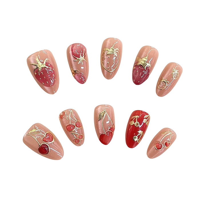Künstlerisches Floral-Akzent Press-on-Nagelset Karnz