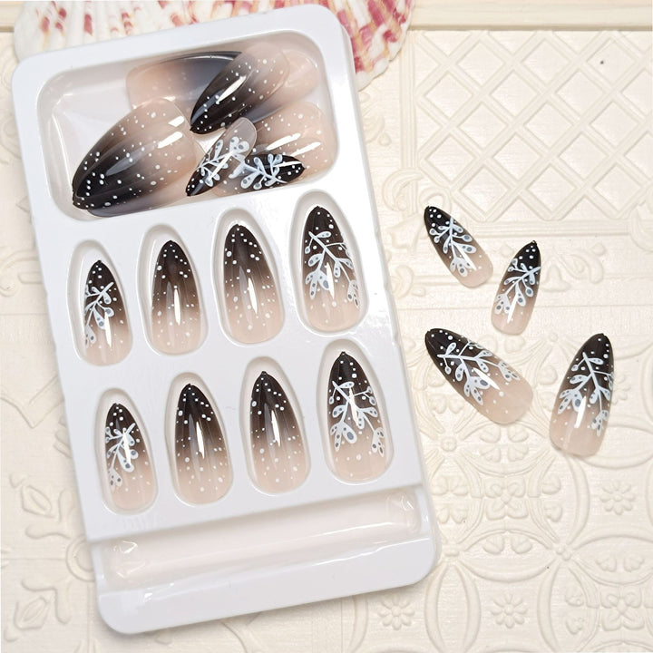 Elegante Ombre Floral Press-On Nagel Set Karnz