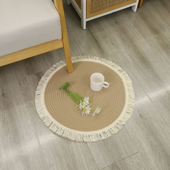 Runderteppich mit gefranstem Design