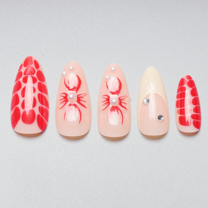 Künstlerische Florale und Textur Stiletto Nagelverlängerungen Karnz