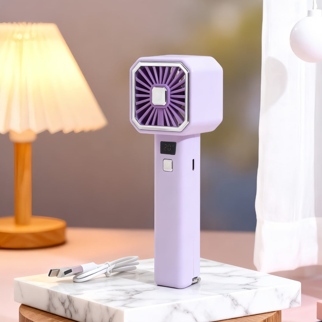 Unisex Tragbarer Handventilator mit digitaler Geschwindigkeitsanzeige Karnz