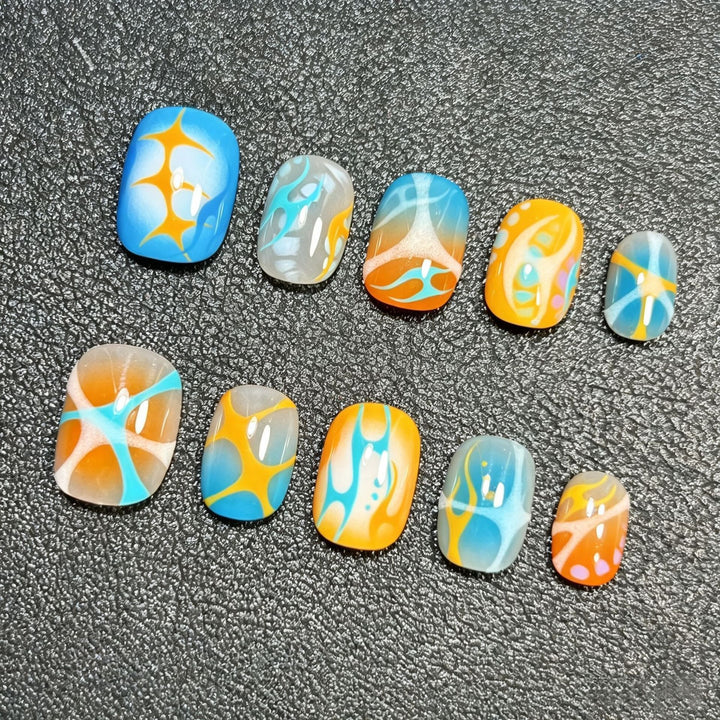 Künstlerisches Kaffee-inspiriertes Press-On Nagelkunst Set Karnz