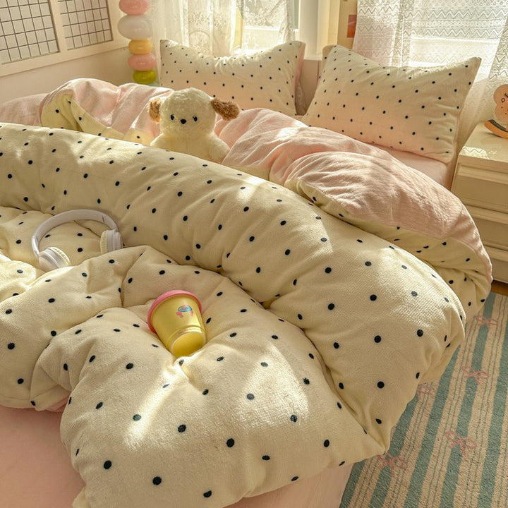 Gemütliches Polka Dot Bettwäsche Set