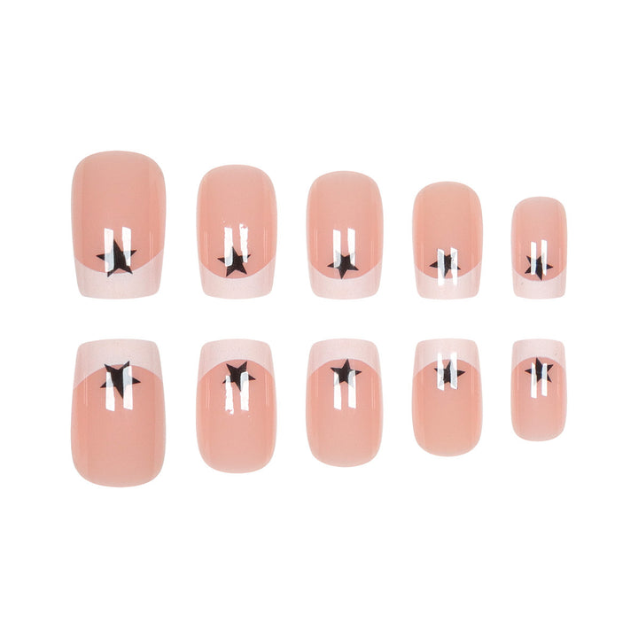 Künstlerische French Tip Press-On Nägel mit Sternakzenten Karnz