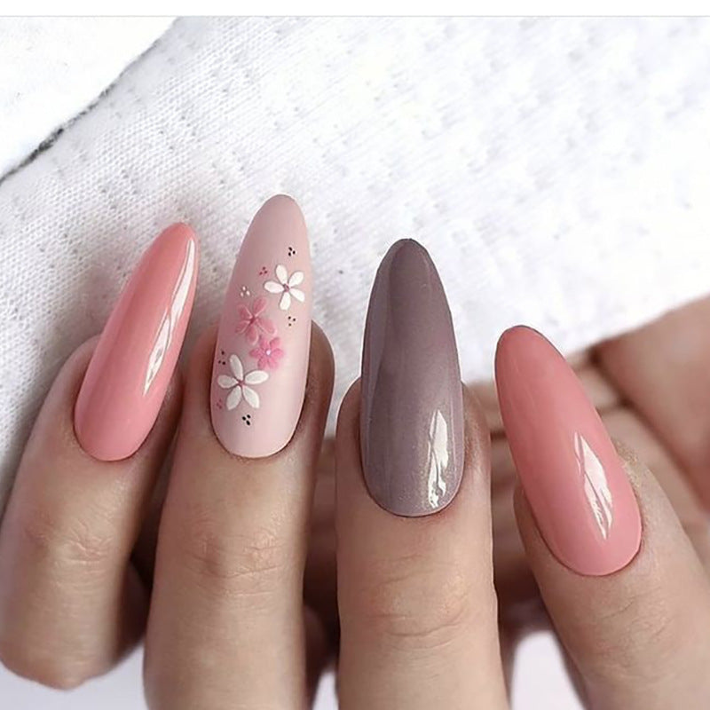 Floral Design Stiletto Nail Set Karnz