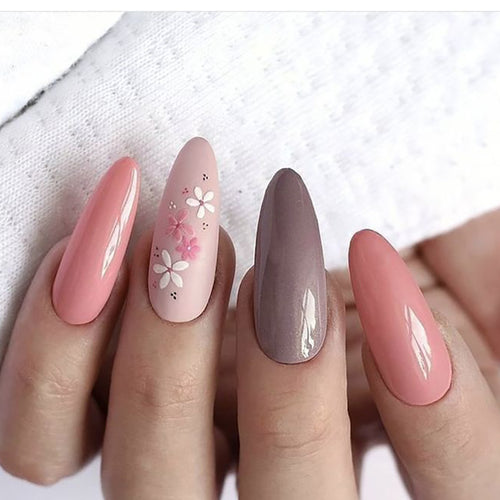 Floral Design Stiletto Nail Set Karnz