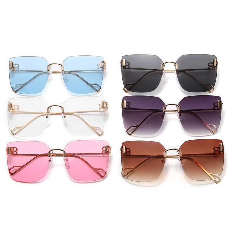 Damen elegante quadratische Sonnenbrille mit goldfarbenem Metallrahmen Karnz